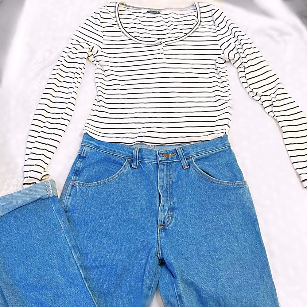 Striped Long Sleeve Crop Top